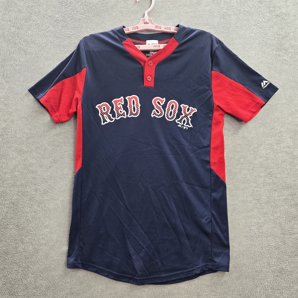 Boston Red Sox Men Jersey S Blue‎ Colorblock #11 Logo Graphic Short Sleeve MLB